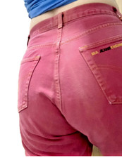 Vintage 1980s Moschino Red Fabulous Jeans Size 32 Made in Italy Button Fly