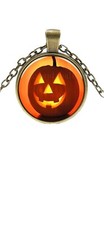 Jack-o-Lantern Pumpkin Face Halloween Jewelry charm Cabachron Necklace