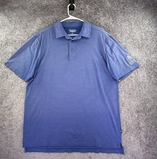 Straight Down Shirt Golf Men's Large Blue Gray Striped Short Sleeve