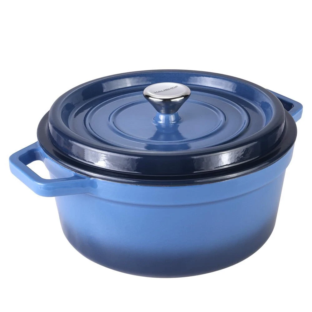 HAUSHOF 5.3QT Enameled Cast Iron Dutch Oven with Screw-free Lid Non-Stick Pot US