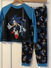 NWT Sonic The Hedgehog Pajamas Kids Medium 8 Blue Shirt Pant PJ Set Boy's
