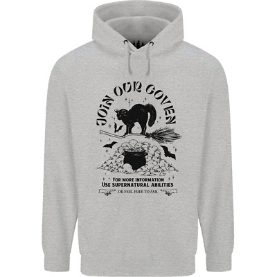 Join Our Coven lustiger Halloween Katze Herren 80 % Baumwolle Hoodie