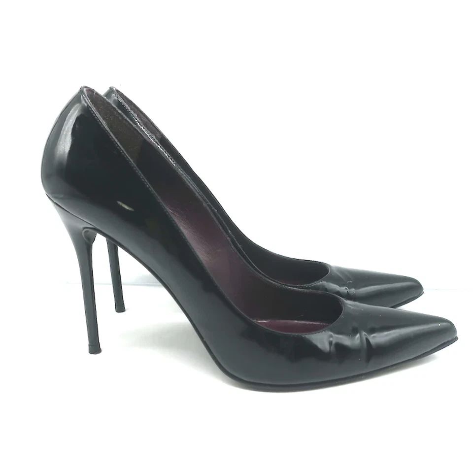 Stuart Weitzman Stuart Pumps Black Patent Leather Size 9.5 N Pointed Toe Heels - Image 2 of 4