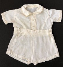 Baby Boy Satin/Rayon Embroidered Outfit Christening 2 Piece Vintage 1950s