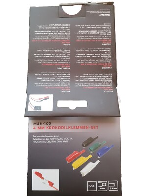 12 Stück  Krokodilklemmen Set Buchse 4mm  verschiedene Farben MSK-108 VOLTCRAFT