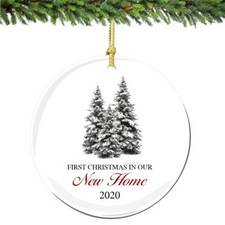 Our 1st Christmas in Our New Home Ornament 2022 Winter Trees Porcelain Ornament