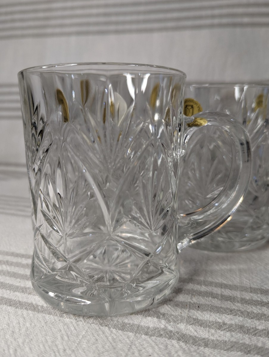Vintage Paul Sebastian Crystal Cut Glass Mugs Set Of 6 Original