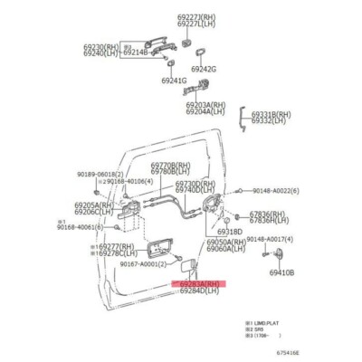 TOYOTA GENUINE 69283-0C010-C0 FRONT DOOR INSIDE HANDLE BEZEL PLUG