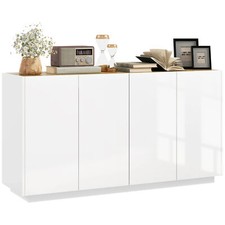 HOMCOM Credenza Moderna con Armadietti 2 Ante e Ripiani Regolabili Bianco Lucido
