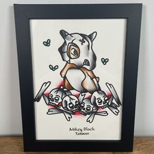 Tatuaggio Design Arte Graffiti Parete Incorniciato Pokemon Charmander Cubone di Mikey Nero