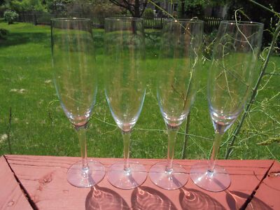 4 Orrefors Crystal Illusion Champagne Flute Goblets 8 3/8'' Excellent