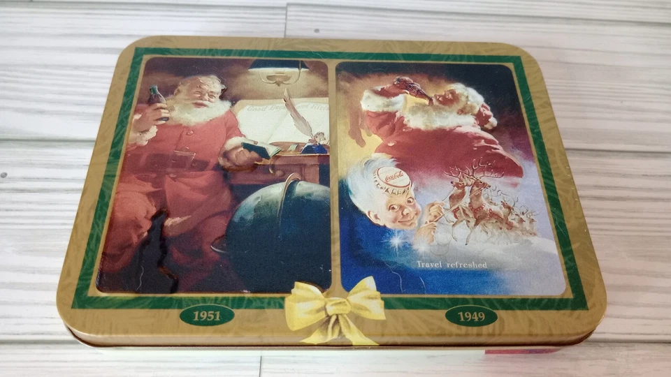 Vintage Christmas Coca-Cola Brand Playing Cards In Tin Pack Complete Decks - Image 3 of 4