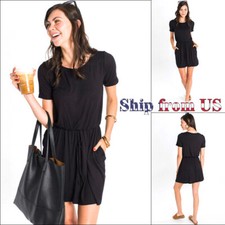 Women's Casual Tunic Top Blouse Loose Short Bottom Summer Beach Sundress Dress