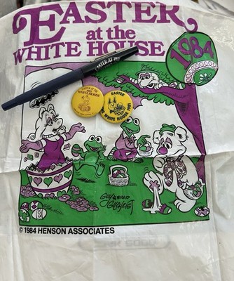REAGAN WHITE HOUSE EASTER PEN + BAG PIN 1981 82 84 HENSON MUPPETS SNOOPY RARE