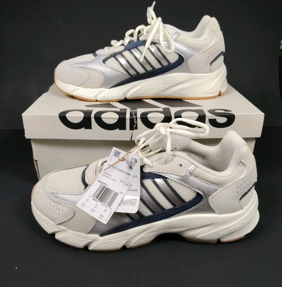 ADIDAS Running-New-Men&apos;s Matte Silver&sol;Legend Ink Crazy Chaos 2000 IG4351-Sz 8&period;5