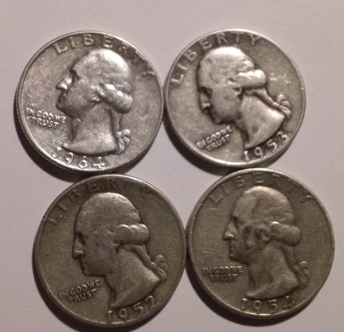 $1.00 face value, Washington silver, .900 fine, (pre-1965), random dates