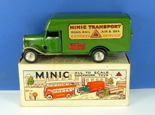 TRIANG MINIC TINPLATE CLOCKWORK 24M MINIC TRANSPORT LUTON VAN ( VGC & BOXED