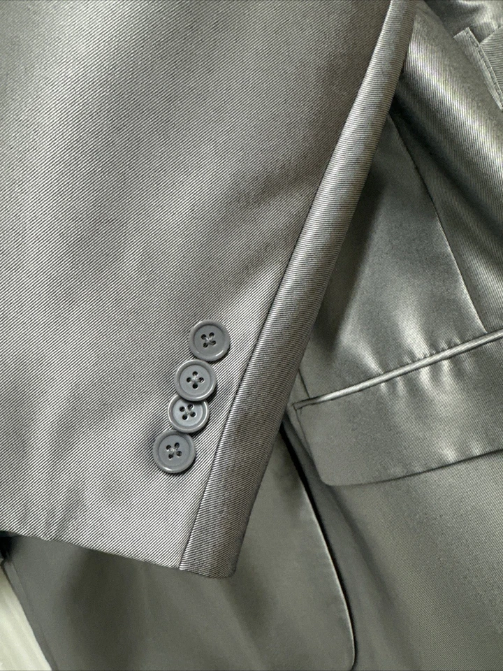 Traje de hombre de un solo pecho de 3 botones con pantalones Fortino Landi plateado/gris 48R Foto 4 de 4