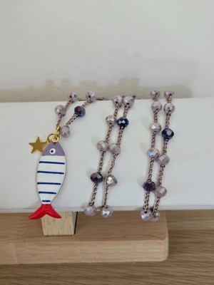 lange Halskette mit Fischanhänger, Geschenkidee, Long Necklace, Damenschmuck