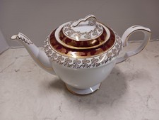 Royal Stafford Bone China England White & Gold Teapot Excellent Condition