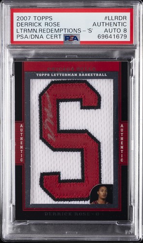 2007 TOPPS LETTERMAN REDEMPTIONS 'S' DERRICK ROSE 18/25 PSA AUTHENTIC DNA AUTO 8