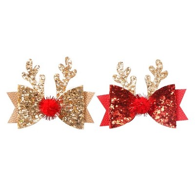 Children s Christmas Hair Clip Cartoon Deer Horn Hair Pins Holiday Decorations