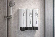Shampoo Dispenser Conditioner Dispenser BodyWash Dispenser 3 Chamber No Drill