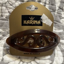 Vintage 4" Barrette France Karina Hair Clip Brown 1980s NOS