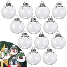 12 pcs Hanging Clear Plastic Fillable Ornaments Balls for Crafting DIY,Round Cle