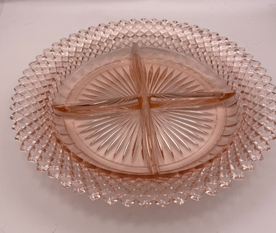 Anchor Hocking Miss America Pink Depression Glass 4 Part Divided Relish Dish
