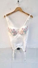 Figleaves Curve Basque Ivory Floral Lace Padded Suspenders Bra TY620, Size 36D