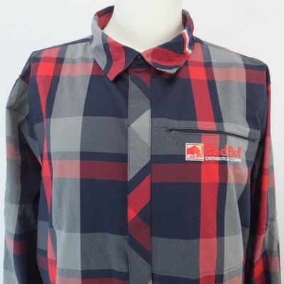 Red Bull Men's 2XL Button Up Snap Shirt Plaid Long-Sleeve Cotton Stretch