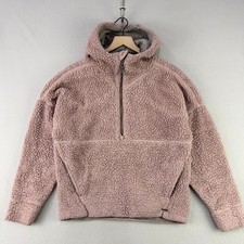 prAna Polar Escape Half Zip Hoodie Women M Pink Sherpa Fleece Trail Outdoor