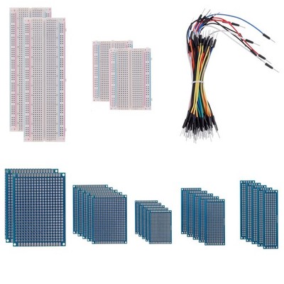 Breadboard and PCB Prototyping Kit   830 & 400 Tie-Point Breadboards, 65pcs J...