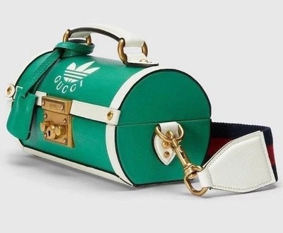 Gucci Adidas Golfhandtasche Damen grün Leder mit Riemen