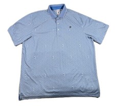 Mens Puma Palm Tree Crew Golf Polo Shirt XL Geometric Blue White