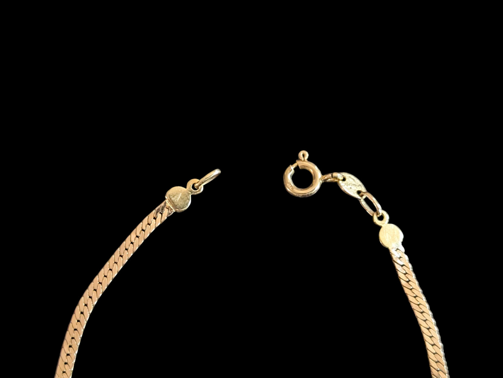 14k Solid Gold Conjoined Loop Flat Snake Chain 7.… - image 5