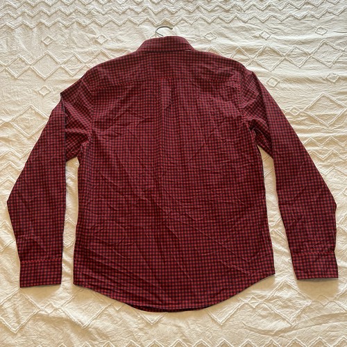 Abercrombie & Fitch Gingham Plaid Shirt Men’s L Red/Navy Logo Preppy Streetwear - Picture 3 of 6