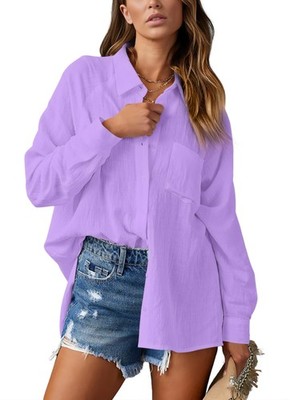 Damen Bluse Elegant VAusschnitt Hemd Bluse Langarm Causal Lässige Hemden Fahi...