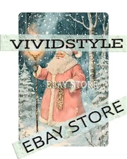 Santa Lantern Metal Sign Cozy Christmas Art bar club  wall plaques