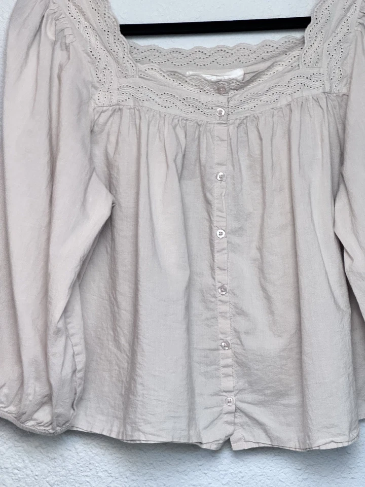 Camisa para dormir The Great The Eyelet Button talla 2 para mujer roseta suave manga 3/4 Foto 2 de 4