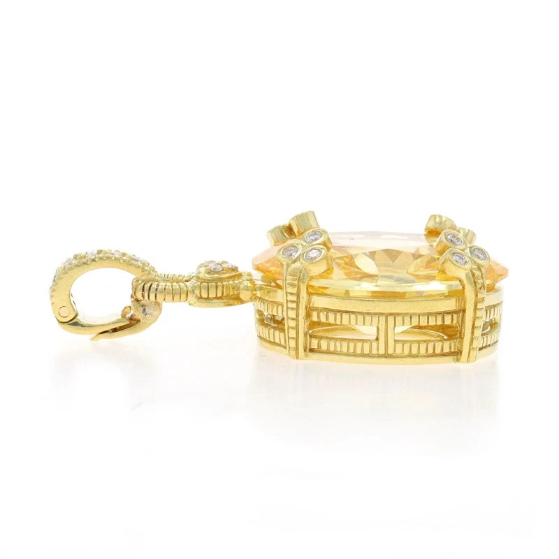 Pingente Judith Ripka cristal canário realçador de diamante ouro amarelo 18k oval 0,20 ctw - Imagem 2 de 4