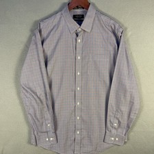 Nordstroms Dress Shirt 16.5 34-35 Plaid Pocket Trim Fit Wrinkle-Free Business