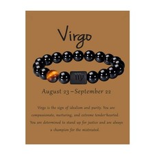 Zodiac Virgo Bracelet for Men Women Virgo Gifts Natural Black Onyx Stone Zodiac