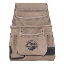 Graintex ST2030 10-Pocket Nail & Tool Pouch, Top Grain Leather, Natural