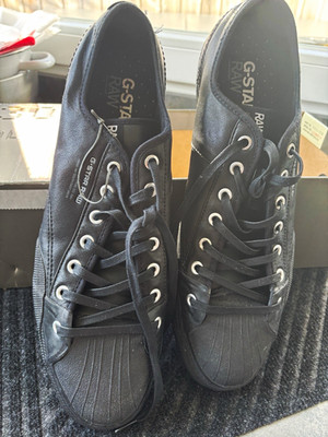 G-Star RAW Rudder LTHR Leder Sneaker Schwarz Low Top Schnürung EU 46 UK 12