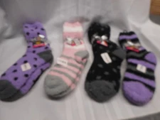Joe Boxer 8 Pair Womens Adult Junior Fuzzy Socks Purple/Black/Gray/Pink NEW