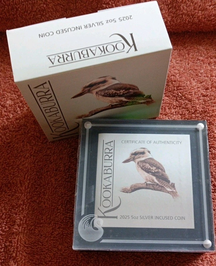 2025 Australian Kookaburra 35th Ann 5oz Silver Proof incused Perth Mint Coin COA - Bild 4 von 4