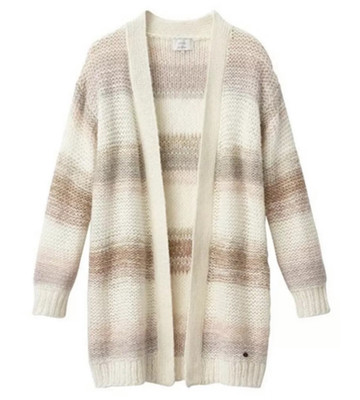 Anthropologie Numph Metallic Stripe Open Front Cardigan Sweater Women's Size XS
