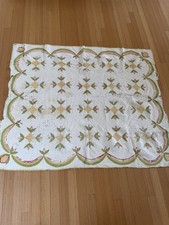 Vintage handmade appliqu cutter quilt AS IS worn 70x84